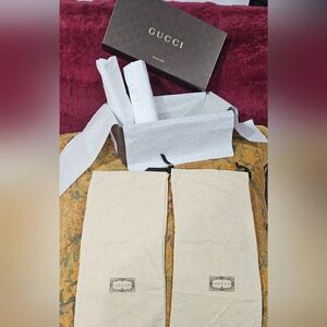 Lot Gucci Empty Brown Logo Gift Box Drawstring Dust Bags Tissue Set Shoes Purse